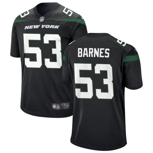 Zaire Barnes New York Jets Nike Alternate Game Jersey - Stealth Black